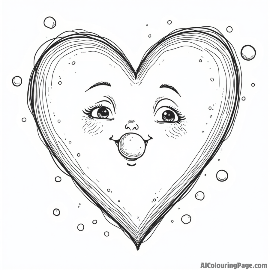 Heart with a face blowing bubbles