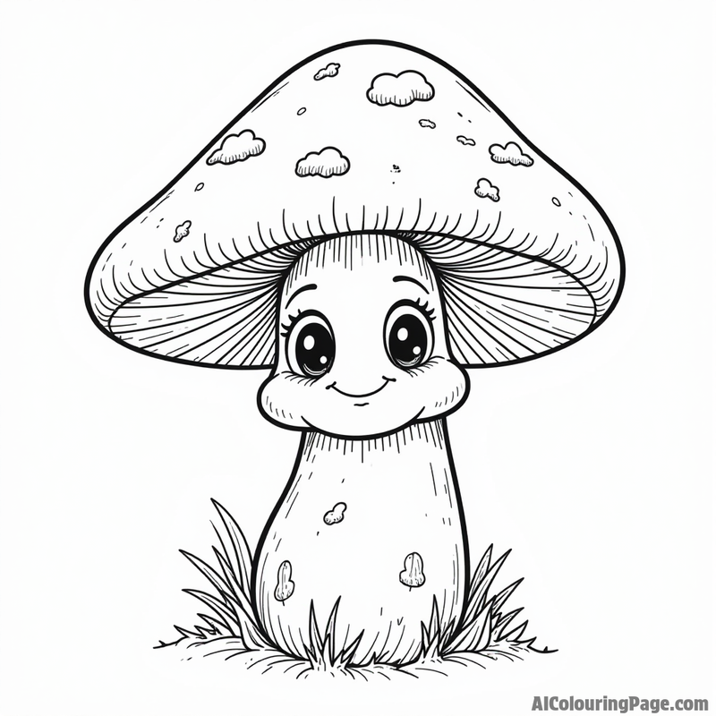 A mushroom with a face and googly eyes