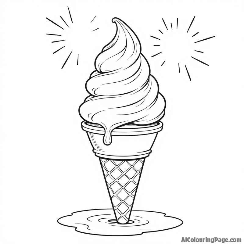 Ice cream cone melting in the sun