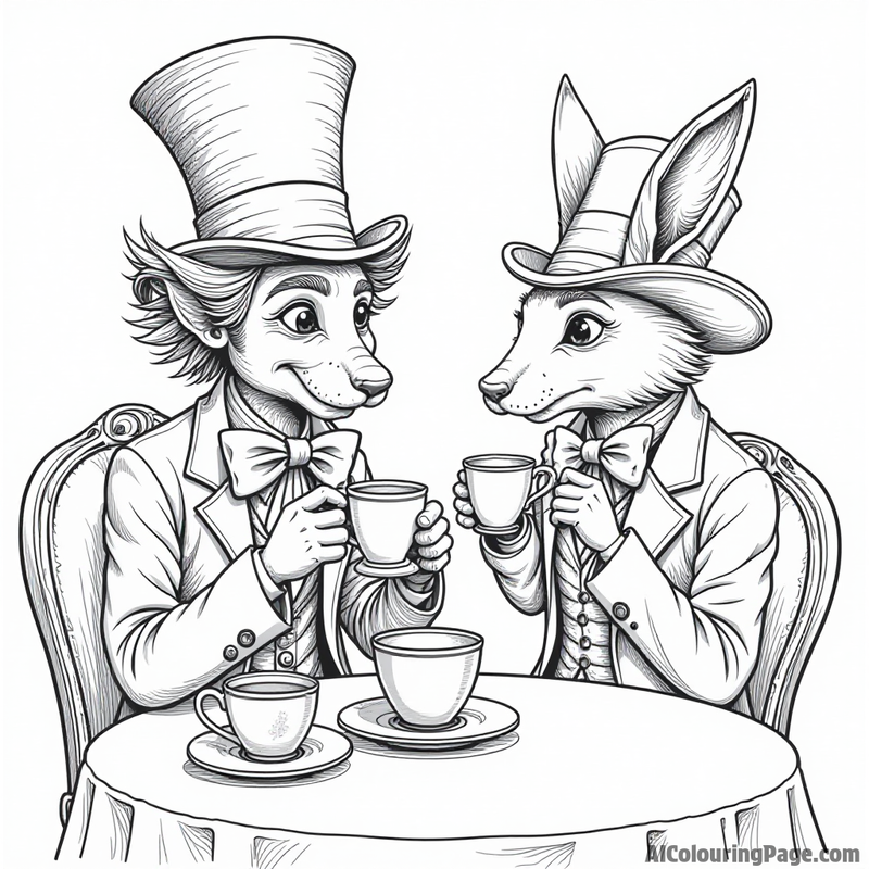 The Mad Hatter and the March Hare at tea