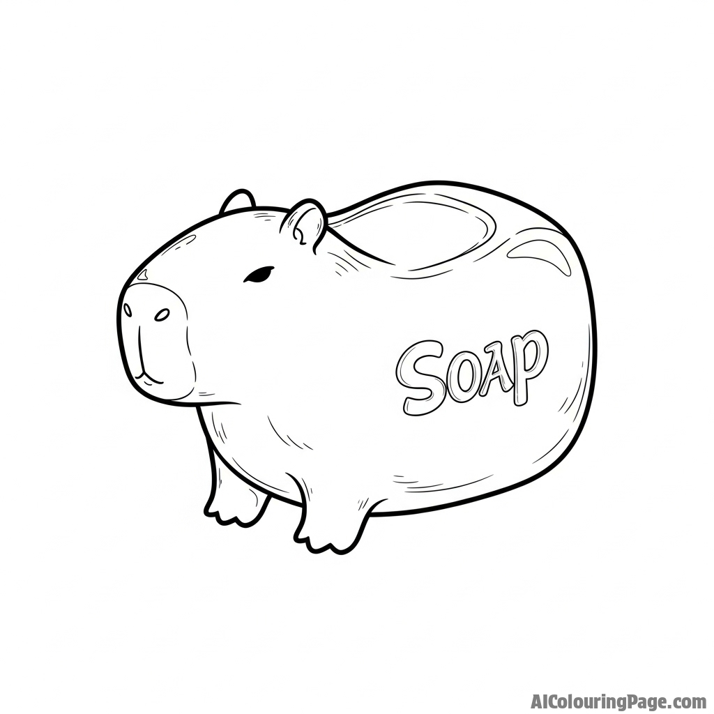 A capybara sculpted from a single, large bar of soap.