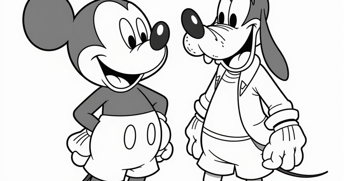 Mickey Mouse Colouring Pages | AI Colouring Page