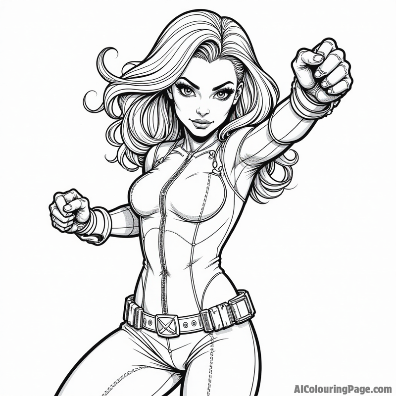 Black Widow in a fighting pose