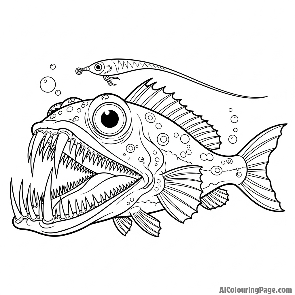 A deep-sea viperfish with enormous, fang-like teeth.