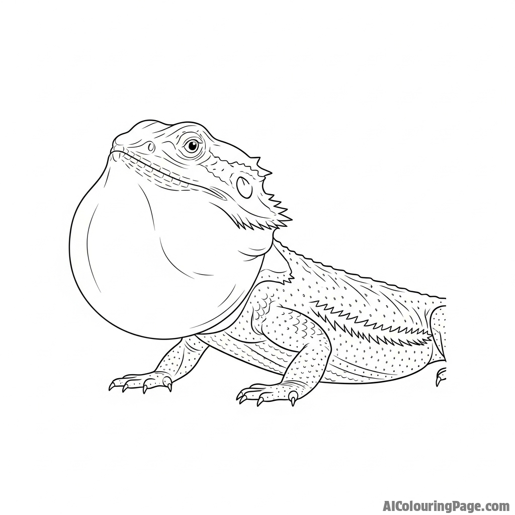 A bearded dragon puffing out its throat pouch.
