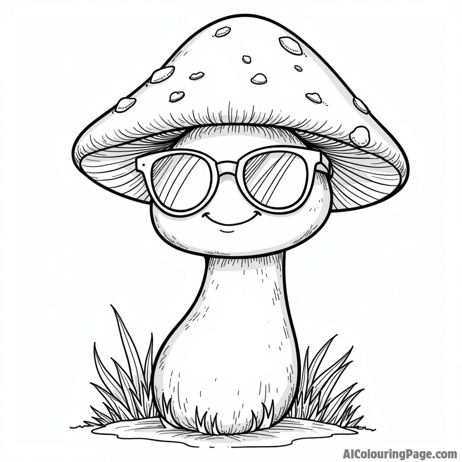 A mushroom wearing sunglasses and a hat