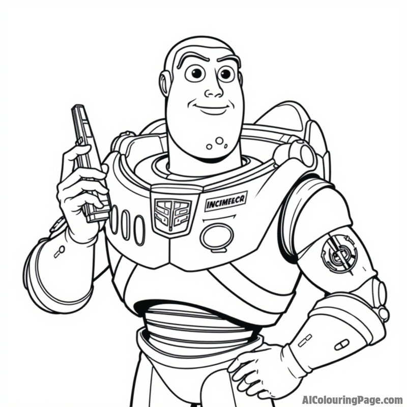 Buzz Lightyear holding a communicator