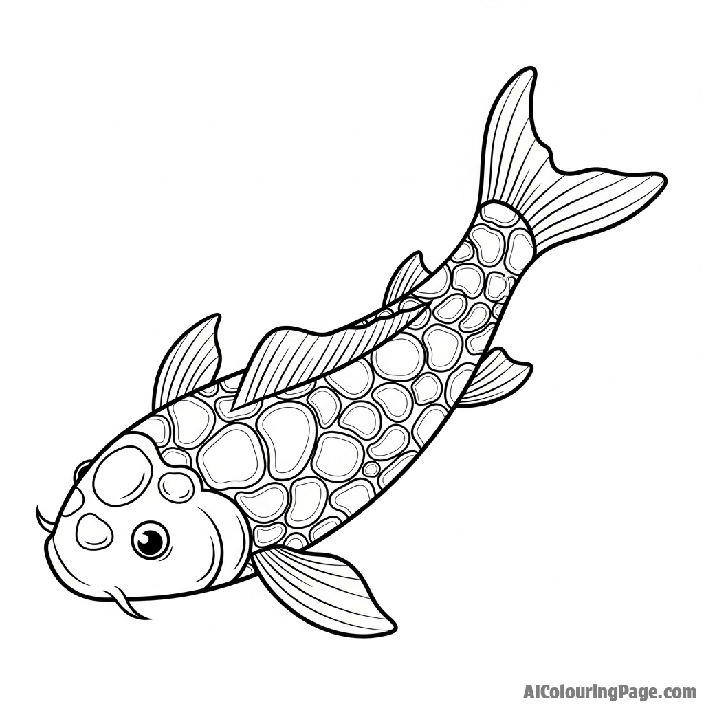 A koi fish whose scales have the texture and pattern of polished, smooth stones.
