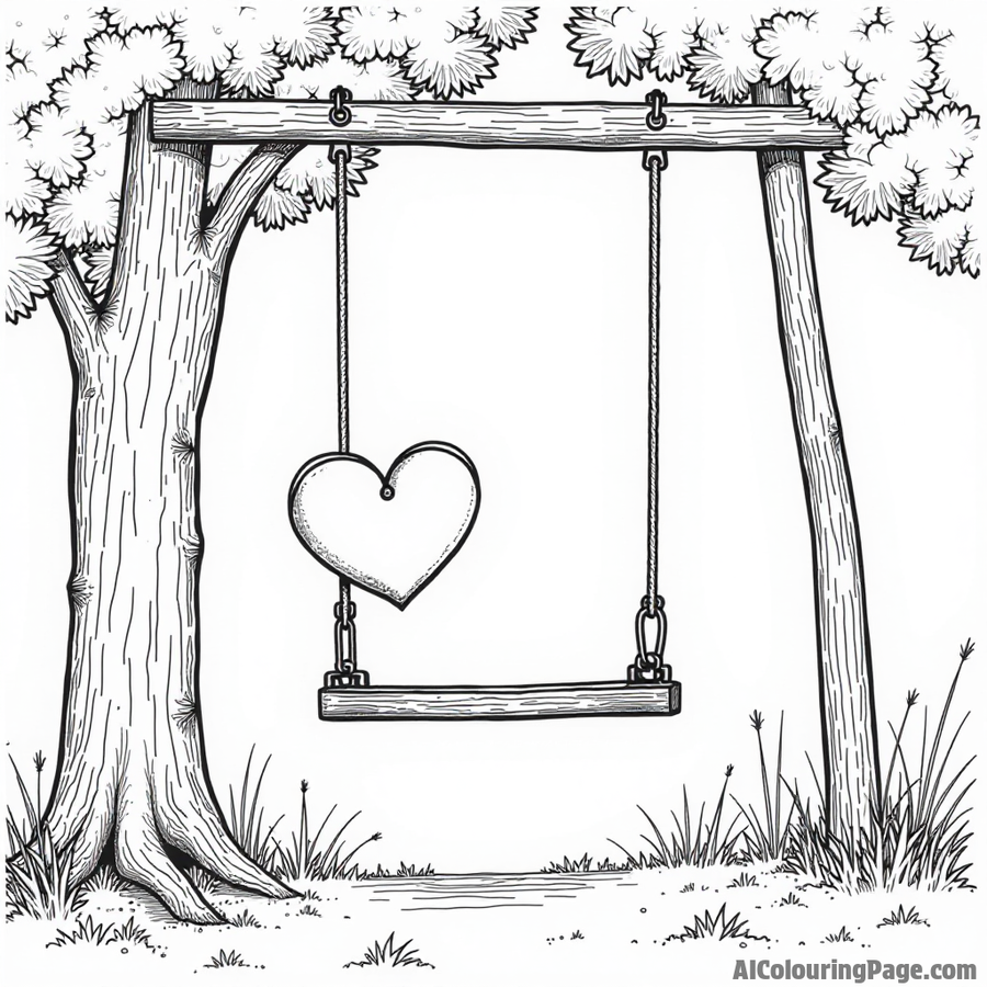 Heart on a swing in the park