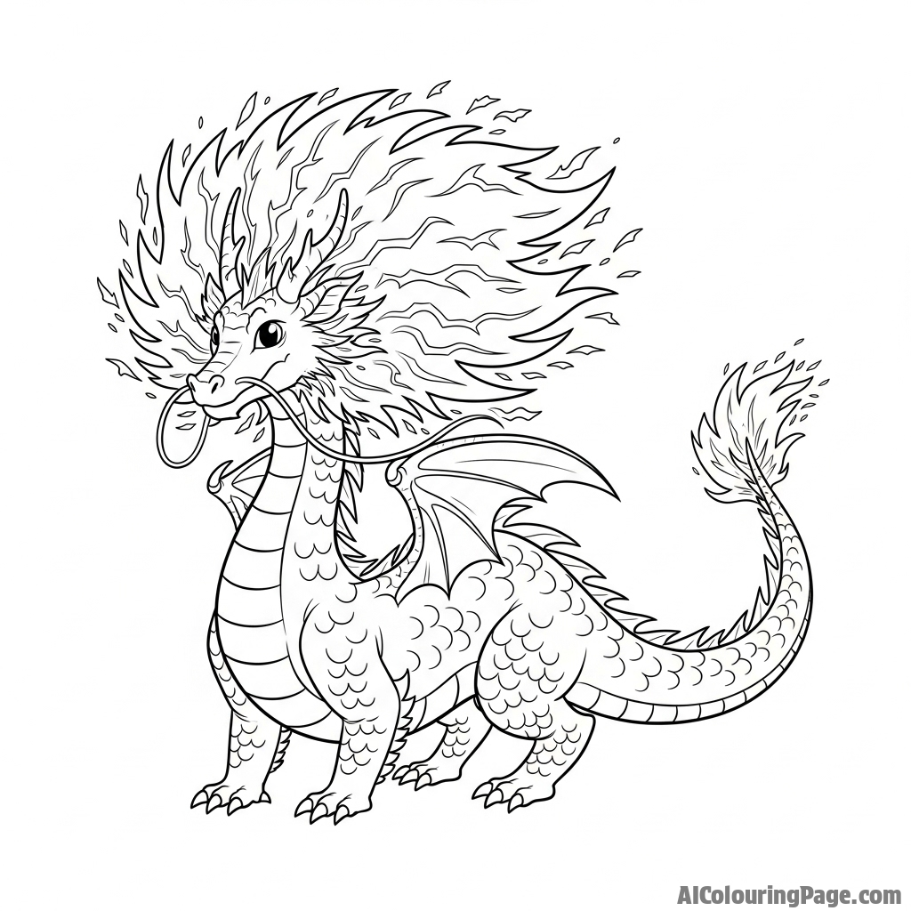 A dragon with a mane of pure energy, crackling around its head and neck.