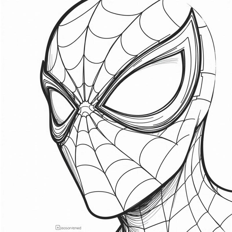 Spiderman closeup coloring page