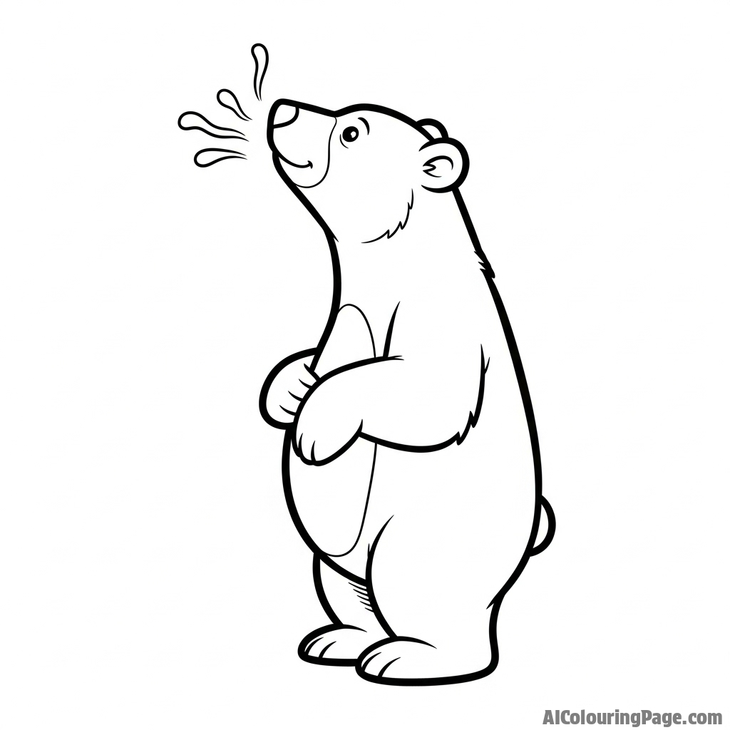 A polar bear standing on its hind legs, sniffing the frigid air.