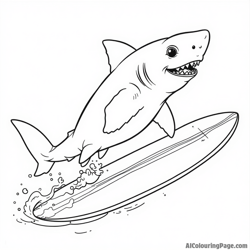 Shark riding a surfboard