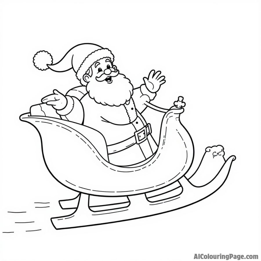 Santa Claus flying in his sleigh