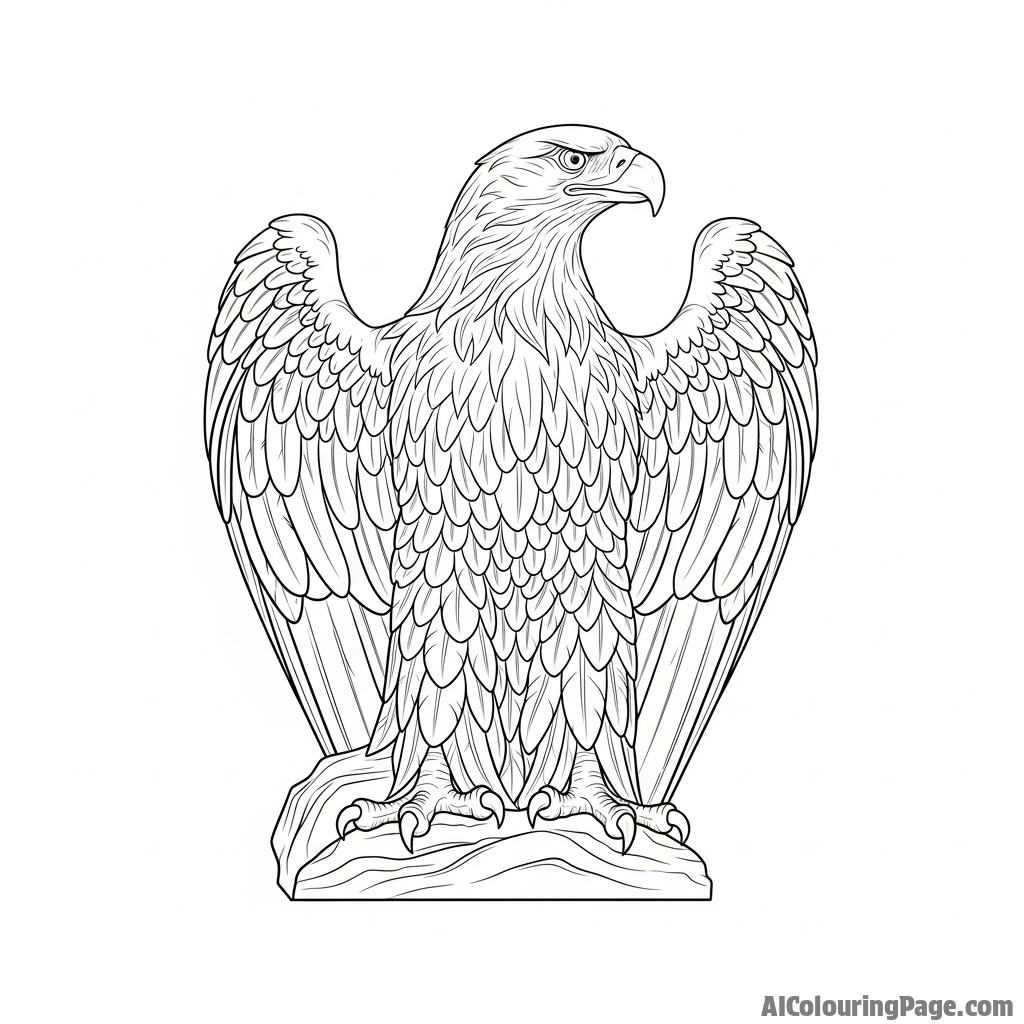 Eagle statue, monumental and powerful.