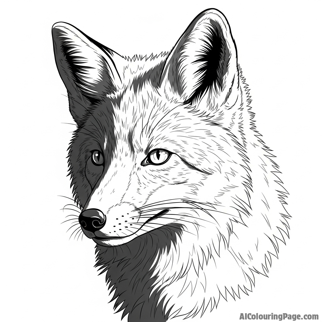 A chiaroscuro portrait of a fox, with dramatic light and deep shadows.