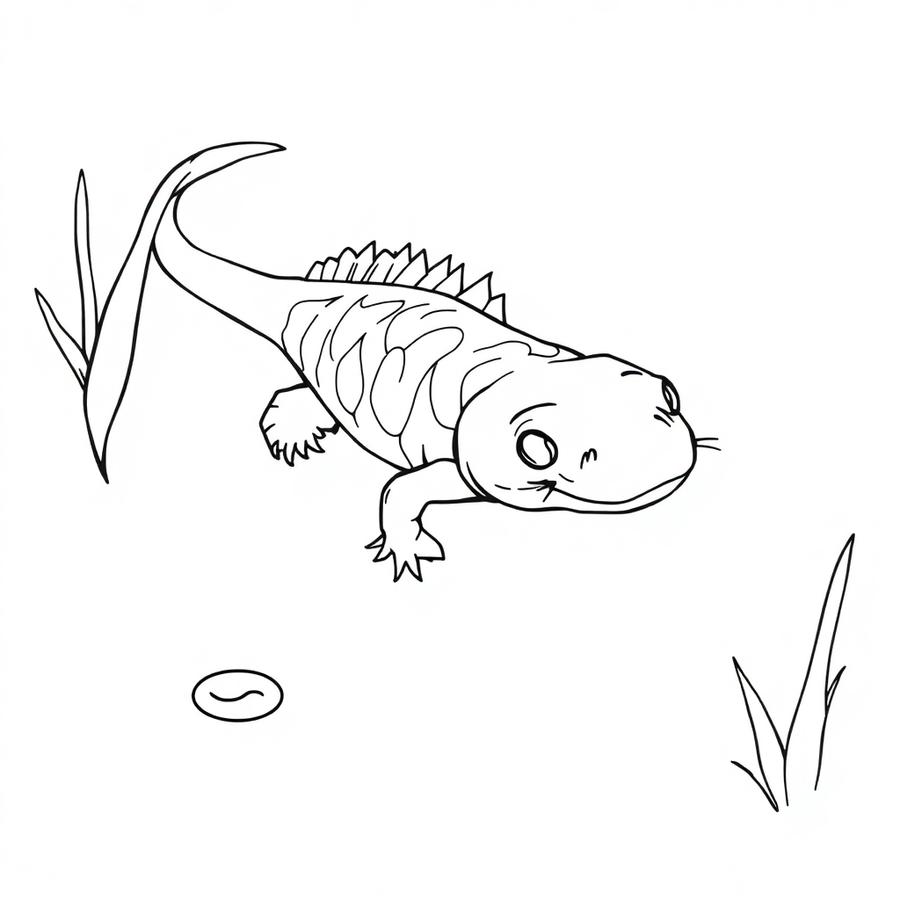 Axolotl swimming in a pond