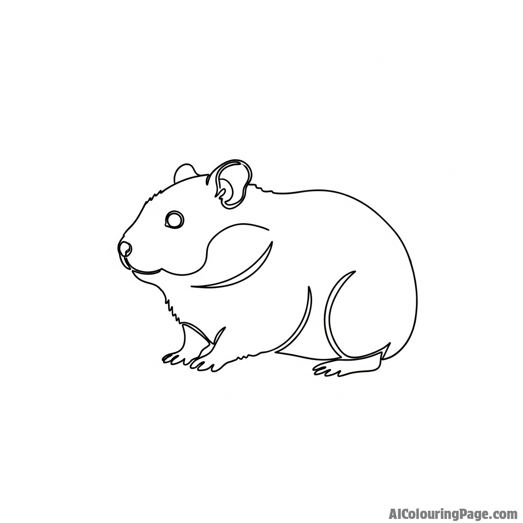 A minimalist outline drawing of a hamster in a single continuous line