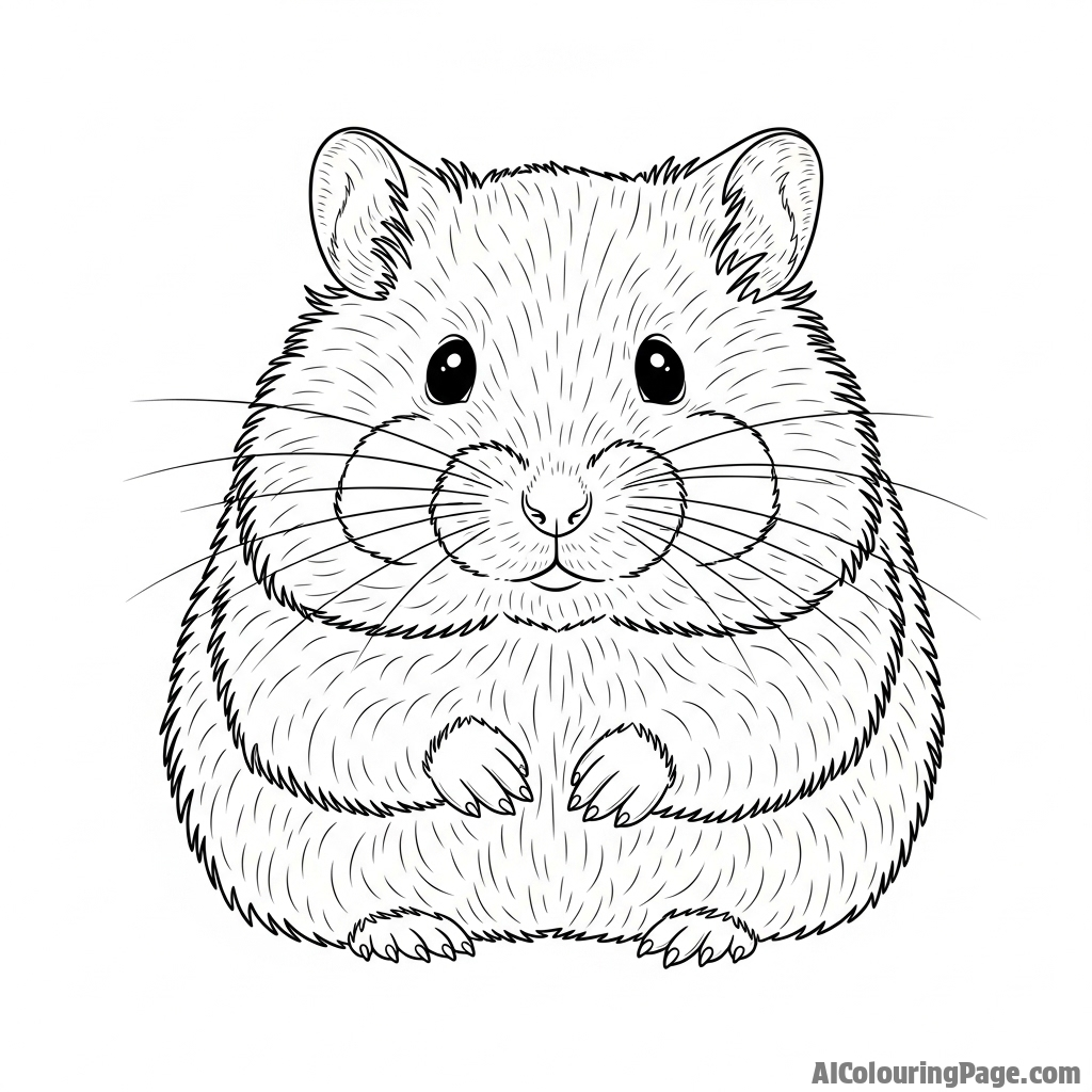 A photographic portrait of a very fluffy hamster against a plain backdrop