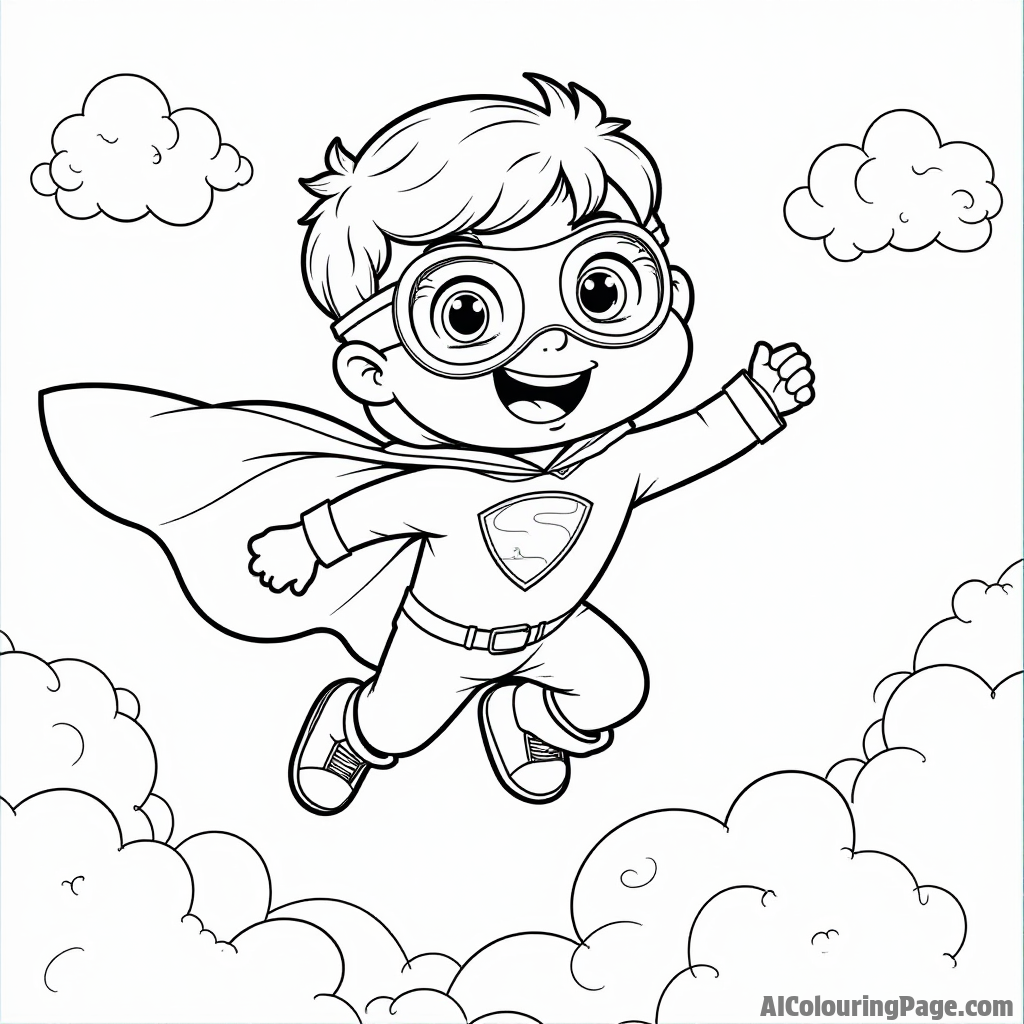 A happy sandwich superhero flying through the sky with cape, saving the day by delivering sandwiches to hungry kids.