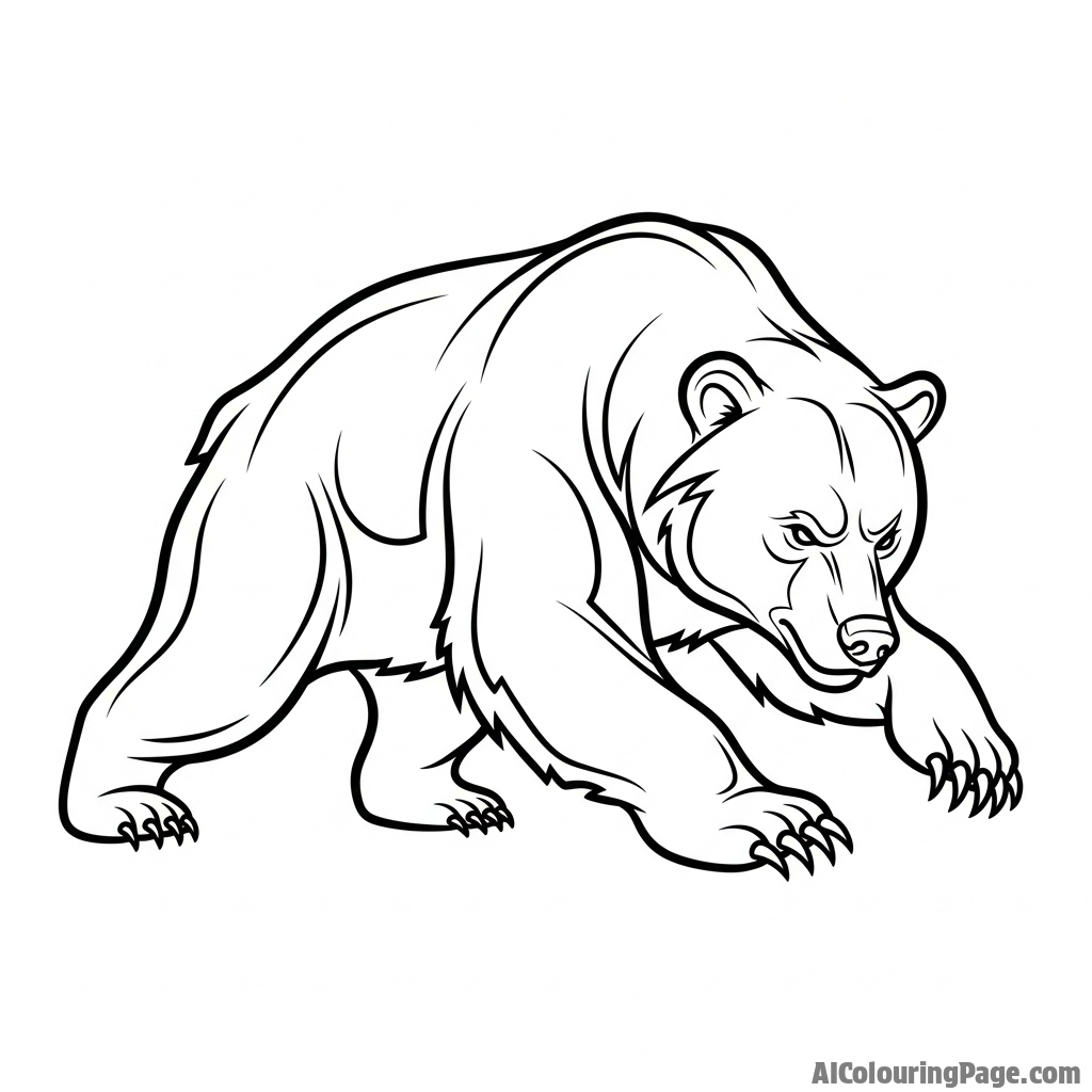 An abstract painting depicting the raw power of a charging bear.