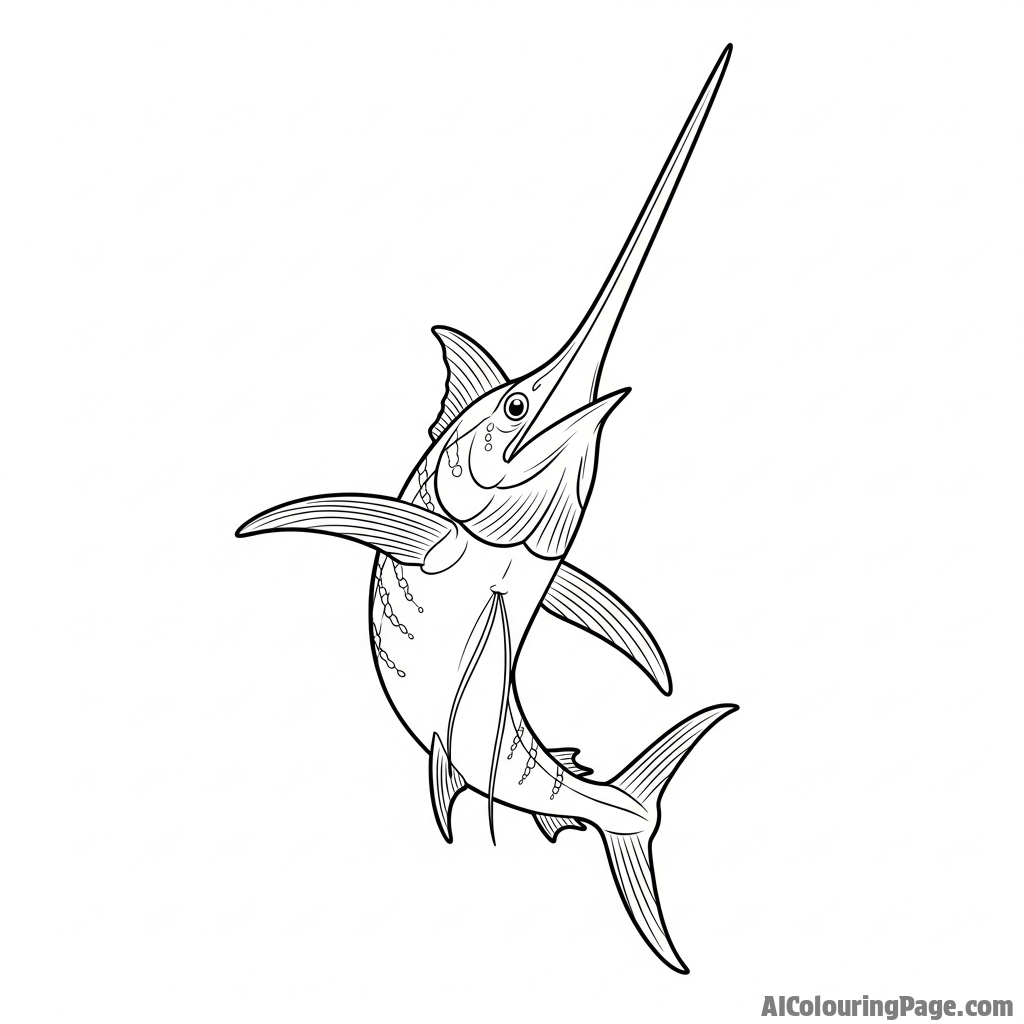 A swordfish, its long, sharp bill piercing the air.
