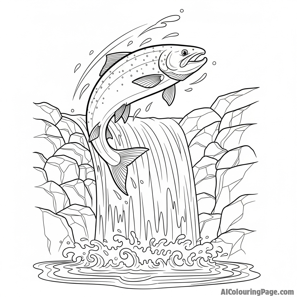 A fish leaping up a waterfall, a testament to perseverance.