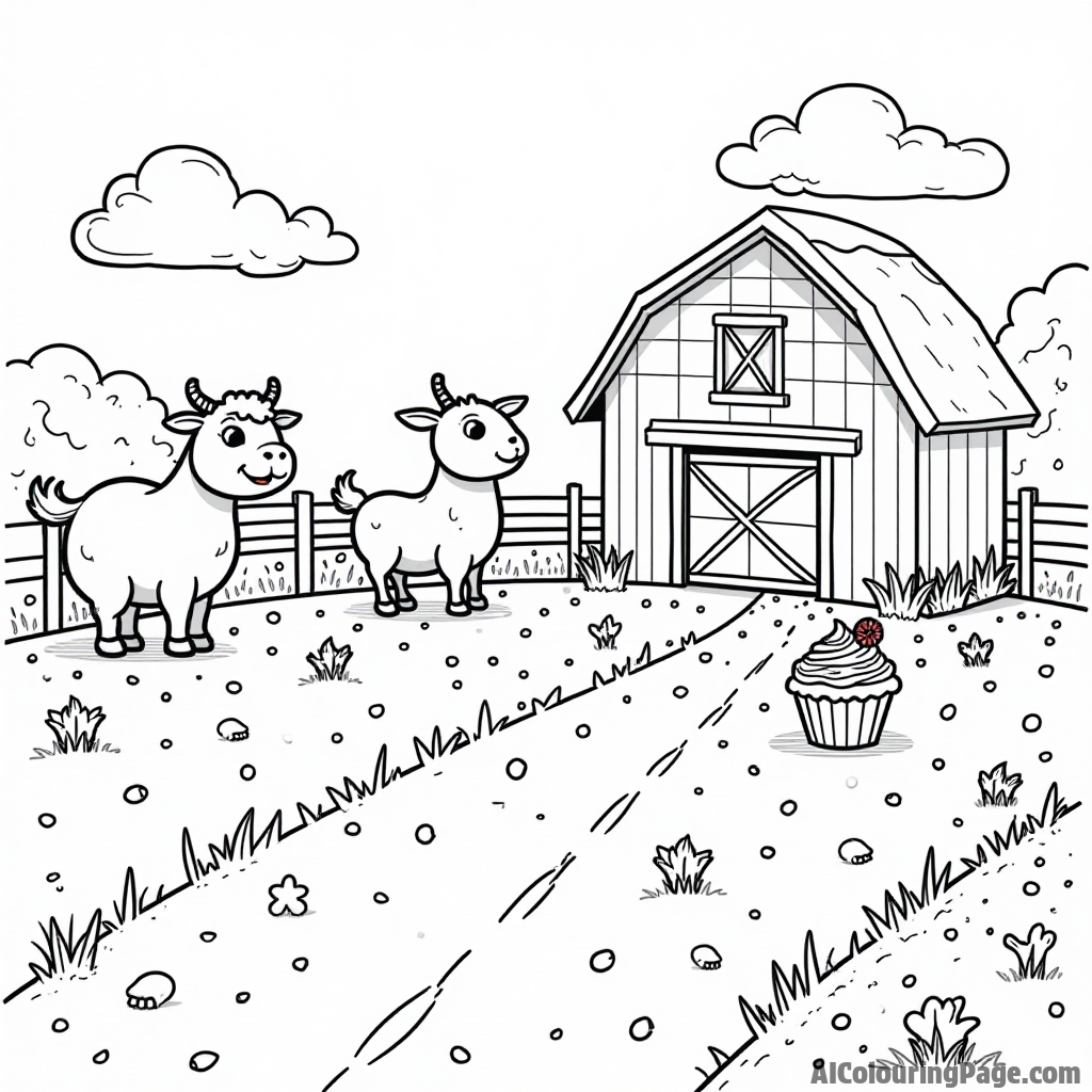 A cupcake-themed farm with cupcake animals, fields of sprinkles, and a barn full of delicious cupcake treats.