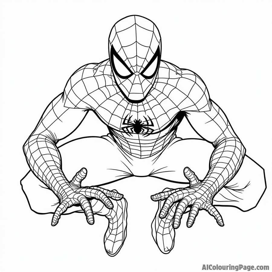 Spider-Man with webs on his hands