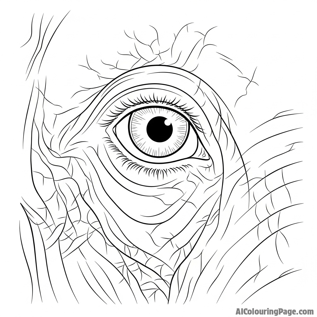An elephant's eye, a close-up showing deep wrinkles and ancient wisdom.