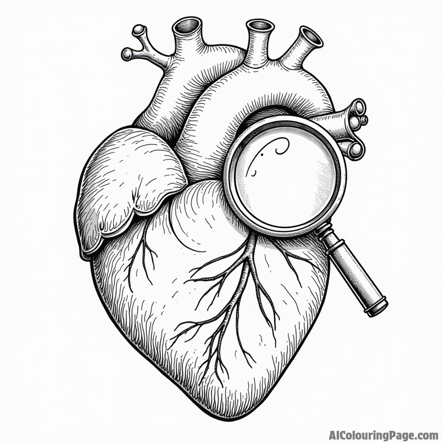 Heart holding a tiny magnifying glass