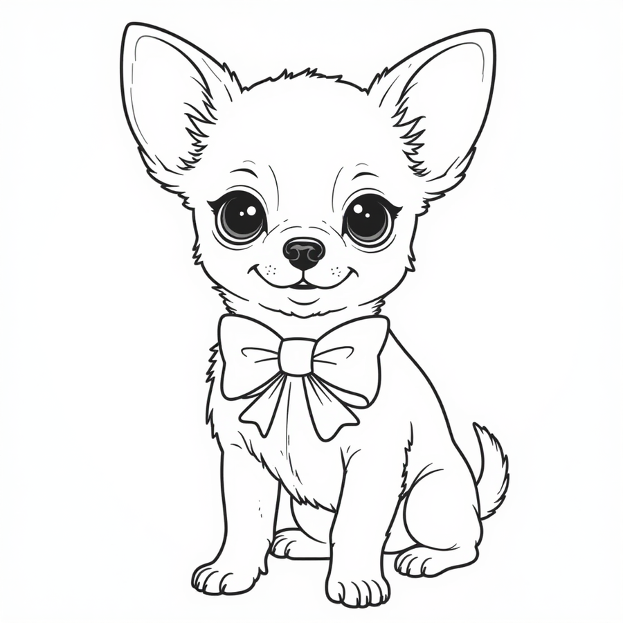 A tiny Chihuahua wearing a bow