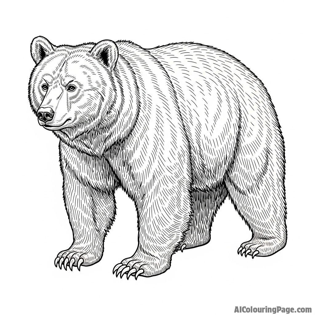 A detailed etching of a bear, in the style of an old naturalist’s journal.