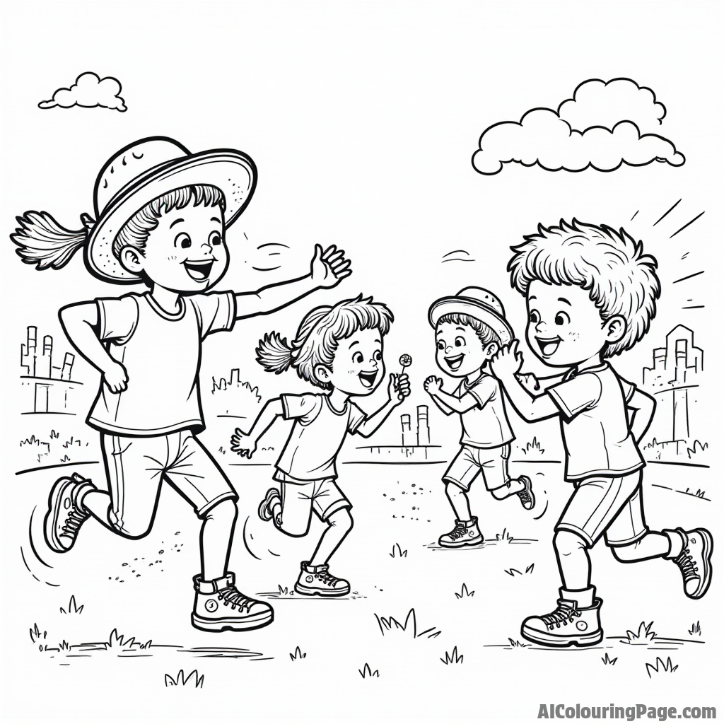 A taco sports day scene with kids competing in taco-themed games, like taco relay races and taco eating contests.