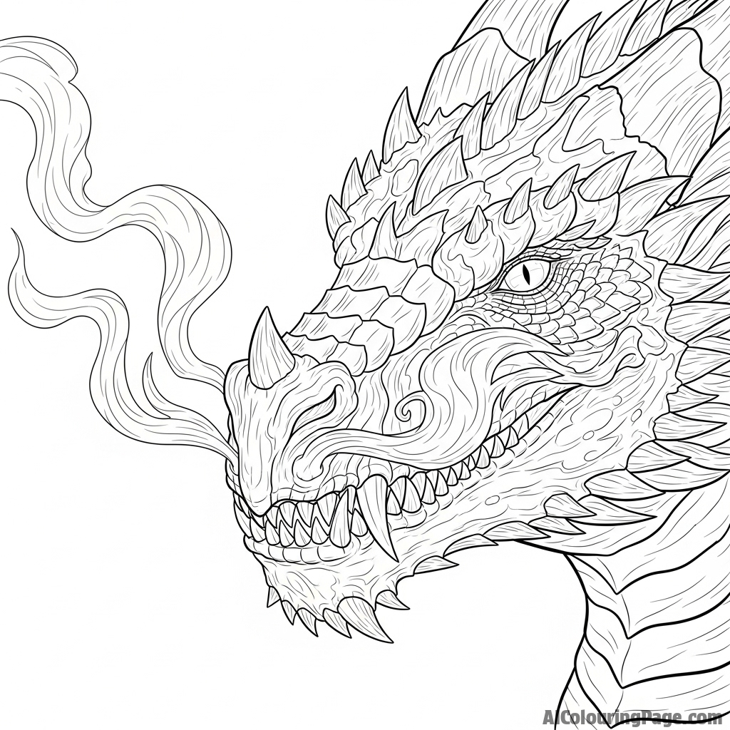 A hyper-realistic portrait of a dragon's snout, smoke curling from its nostrils.