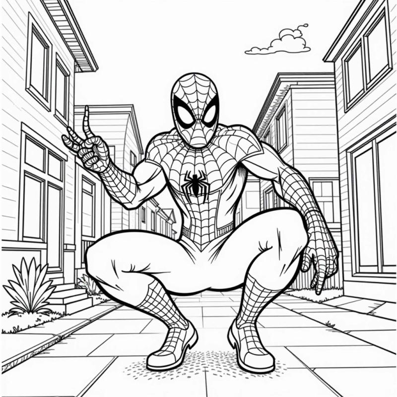 Spiderman friendly neighbourhood coloring page