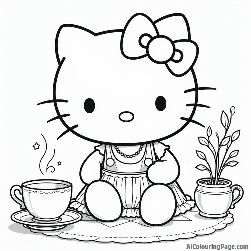 Hello Kitty at a tea party