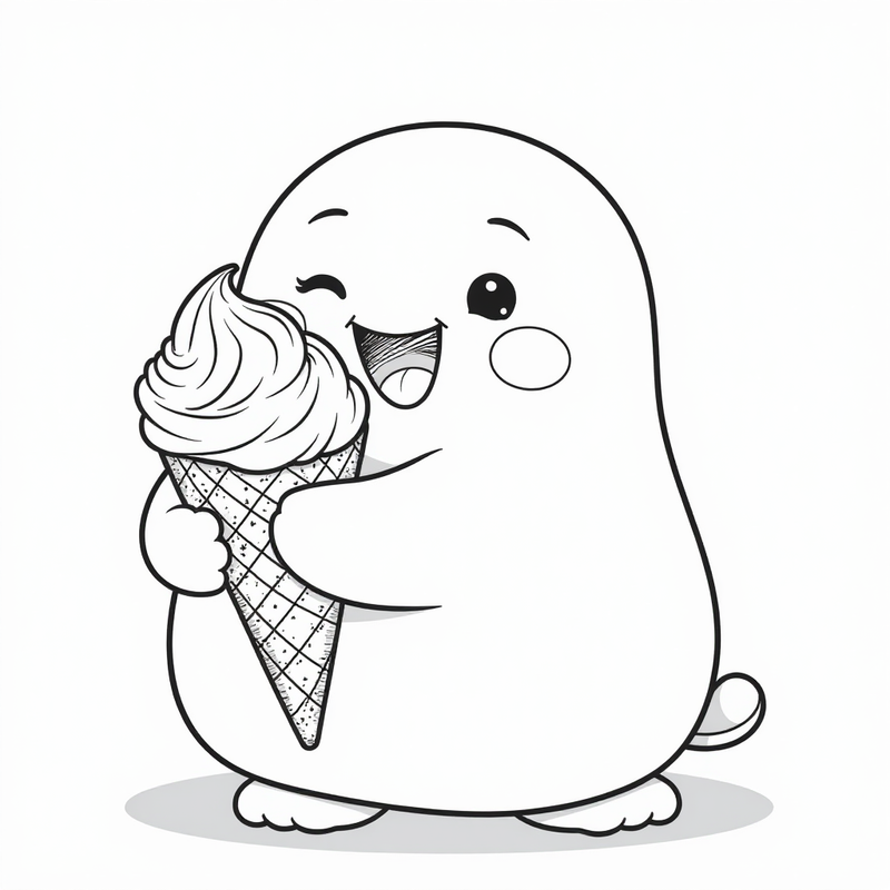 Happy squishmallow eating a giant ice cream cone