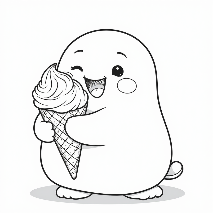 Happy squishmallow eating a giant ice cream cone