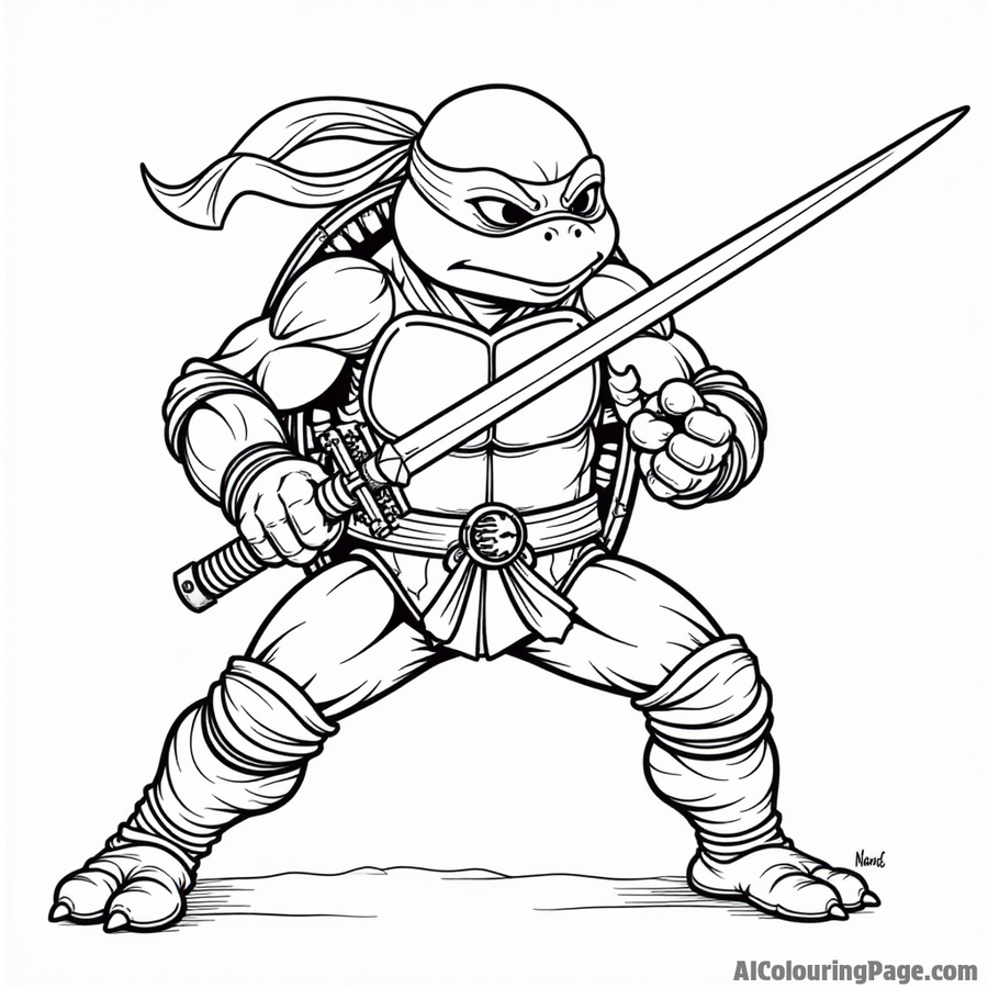 Ninja Turtle training with a katana