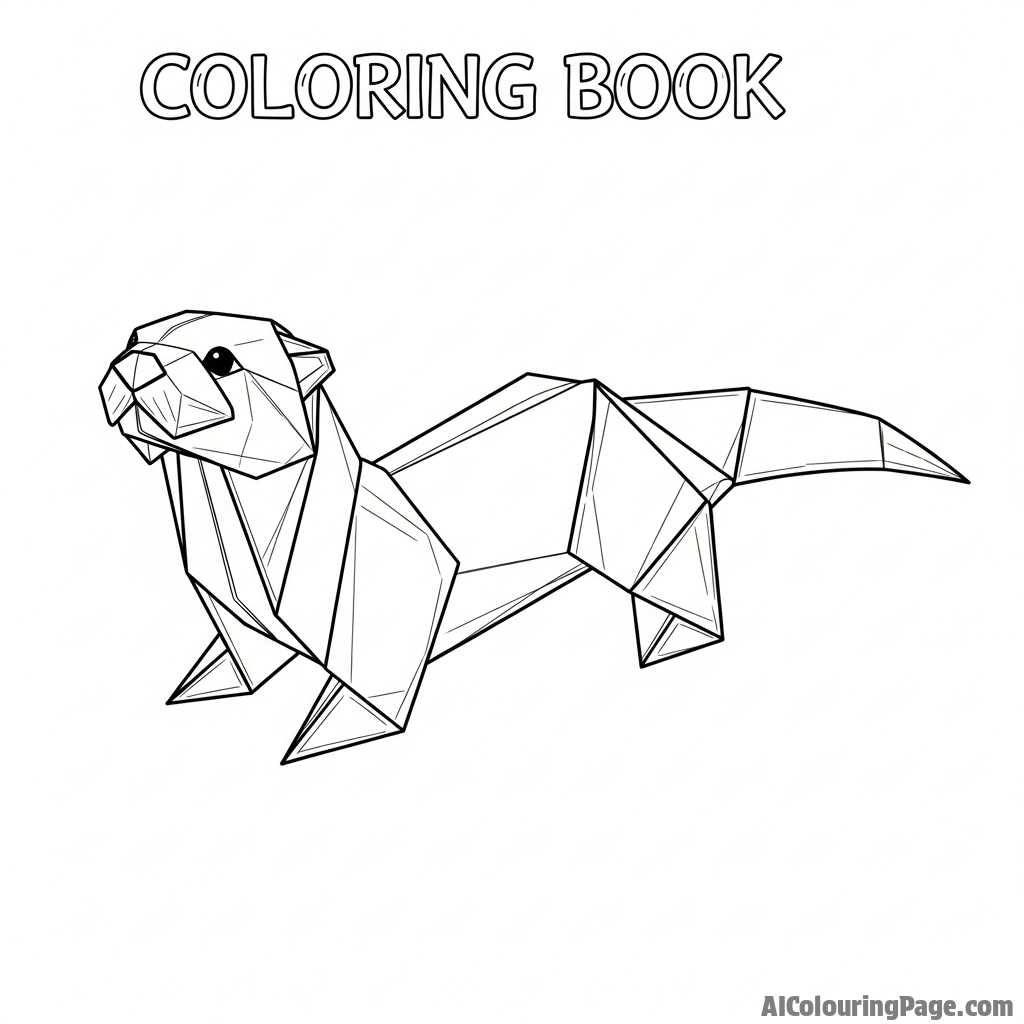 An intricate origami otter crafted from a single sheet of paper.