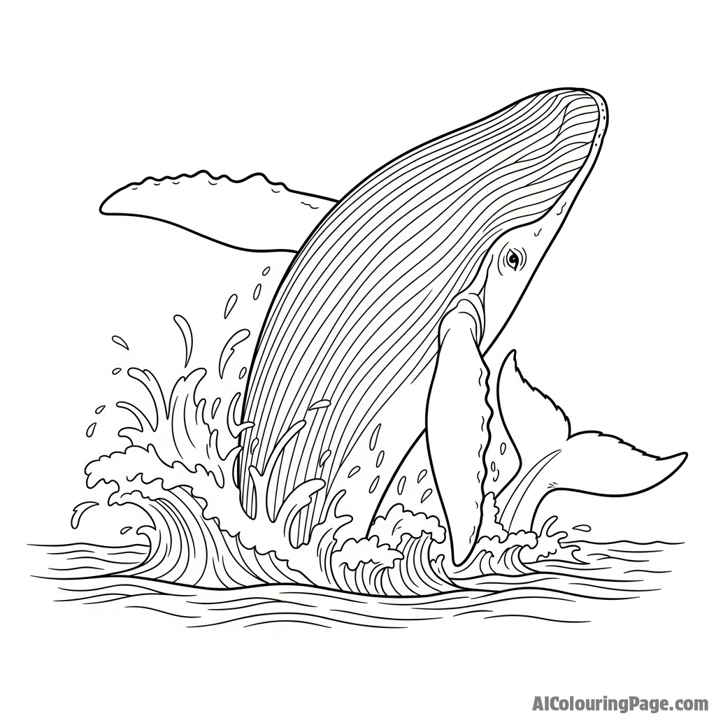 A whale breaching, its immense body erupting from the ocean's surface