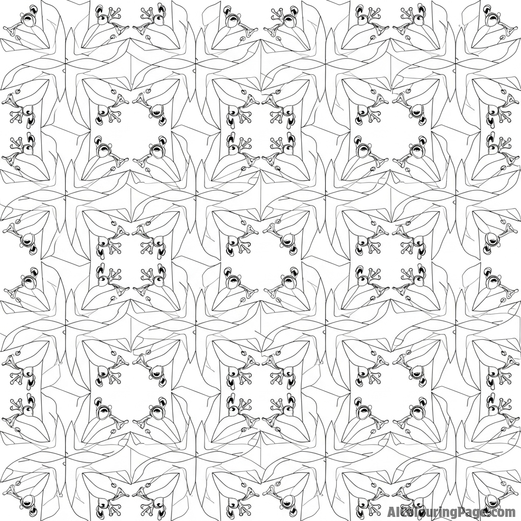 A pattern of repeating, tessellated frogs, M.C. Escher style.