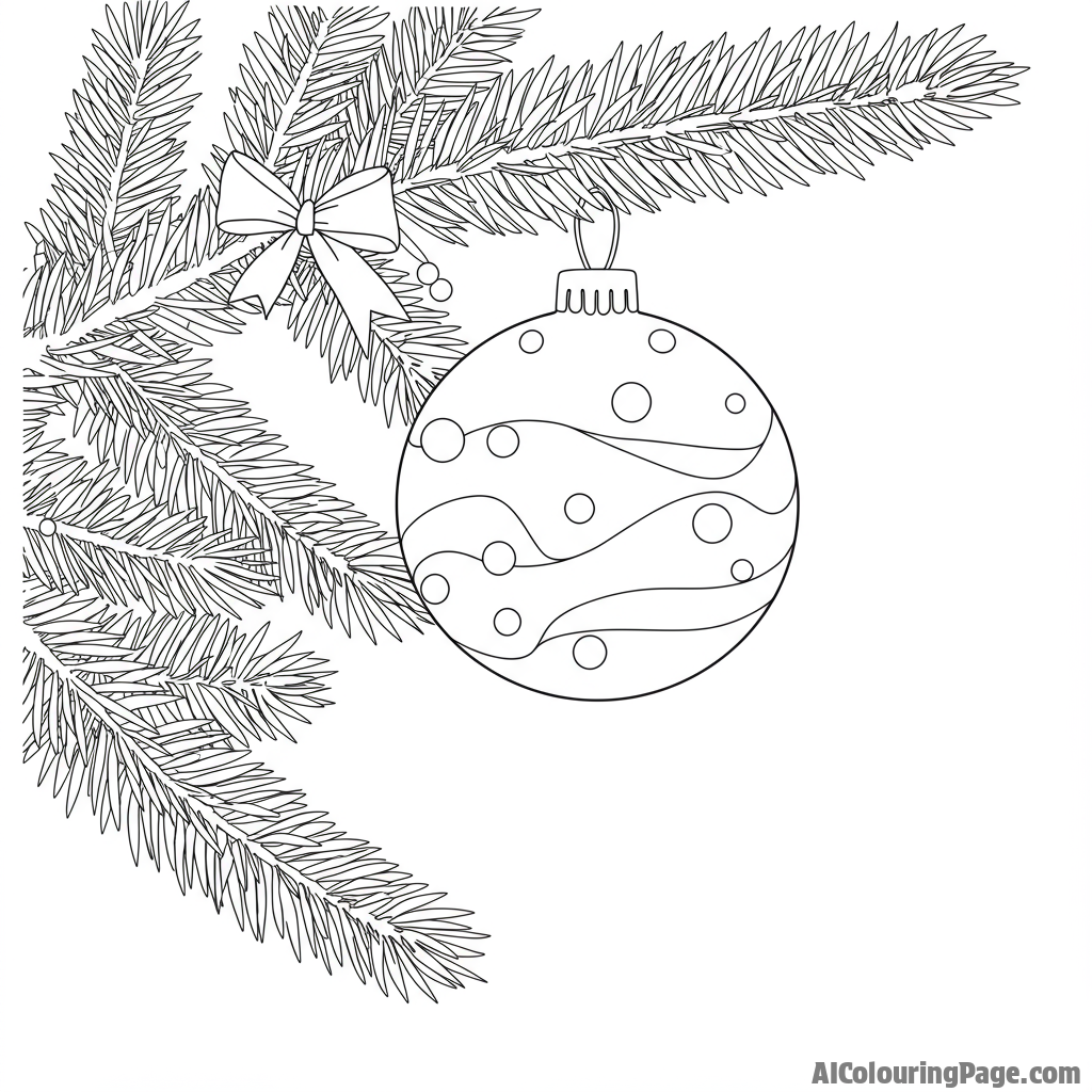Ornament reflecting light in a fir tree, festive season represented.
