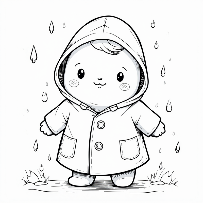 Squishmallow wearing a raincoat in the rain