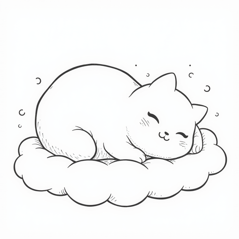 Sleepy squishmallow curled up on a cloud