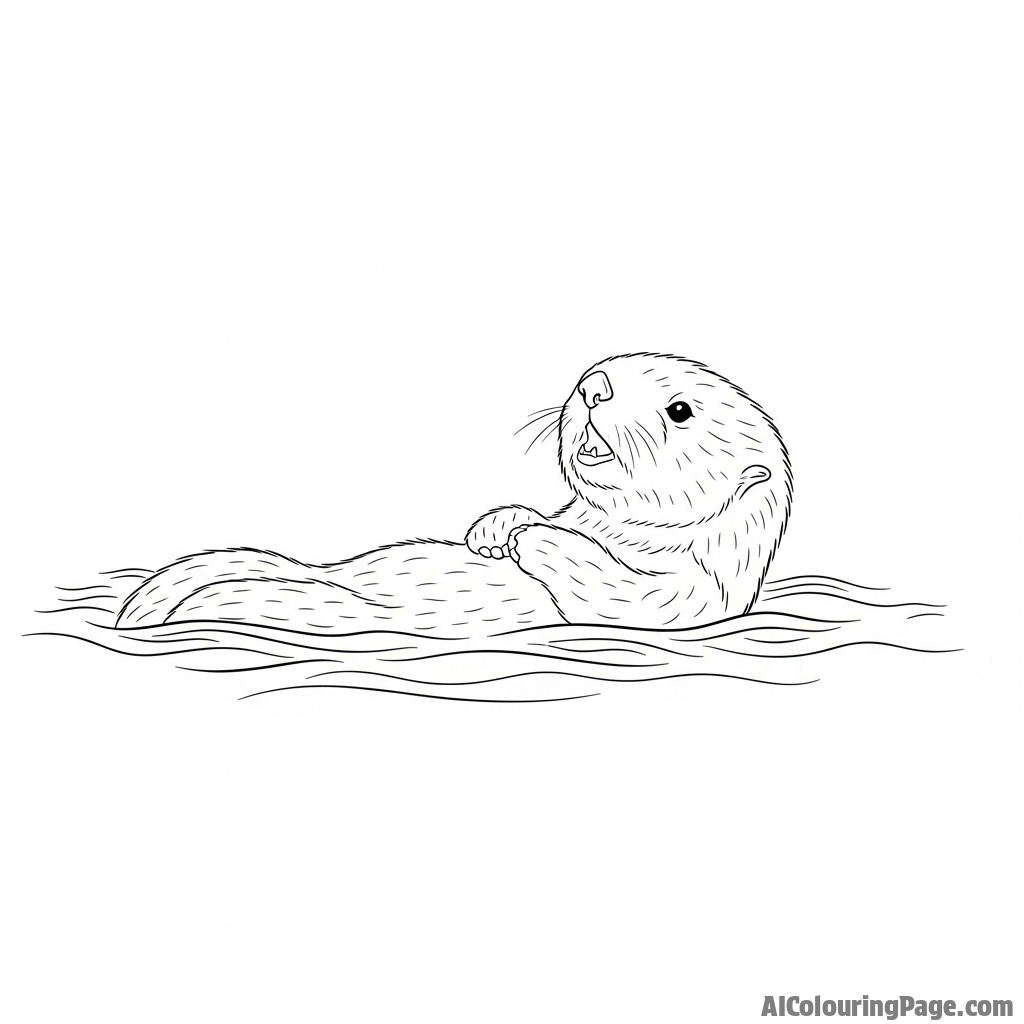 A sea otter pup floating alone on the waves, calling out.