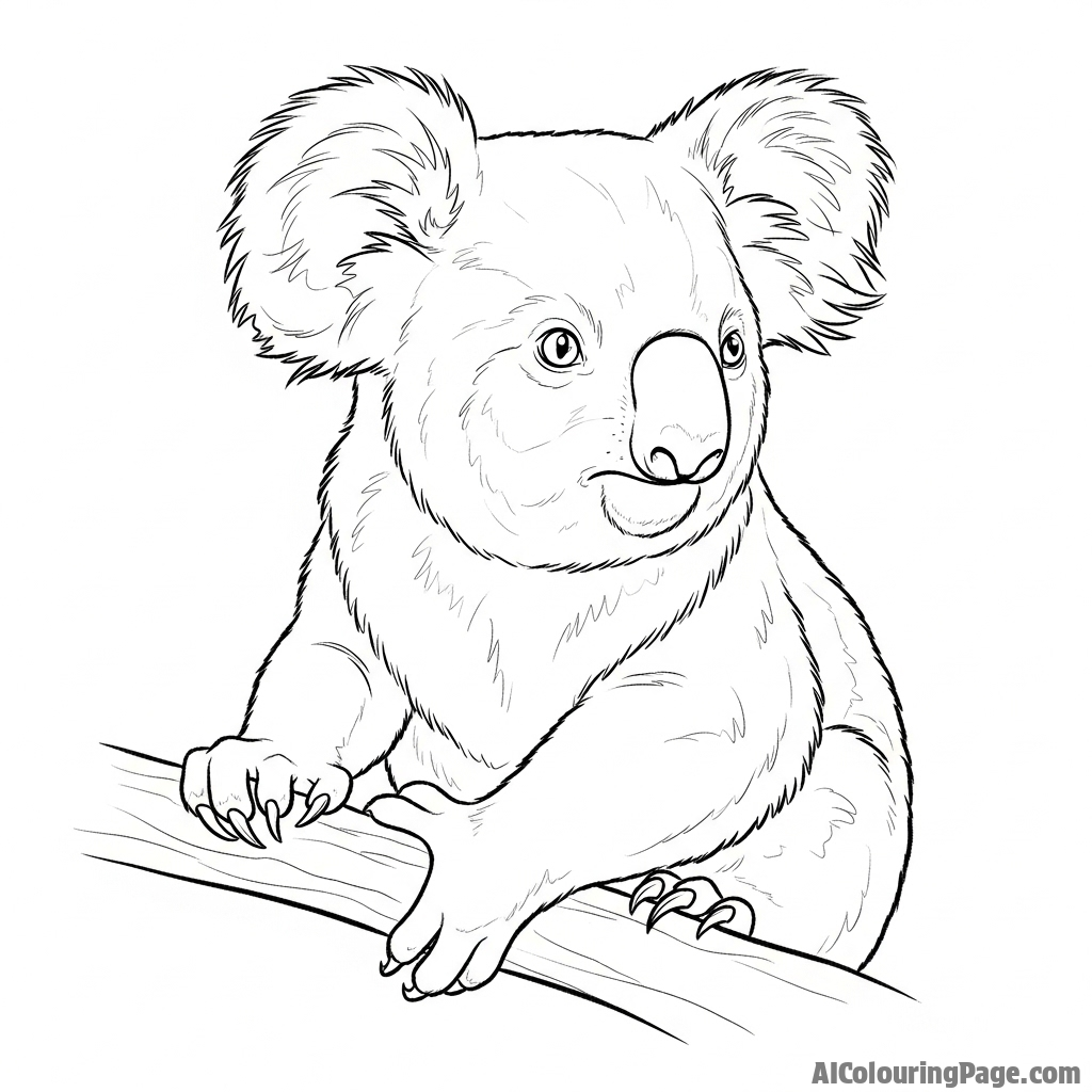 A charcoal sketch capturing the pensive expression of a koala.