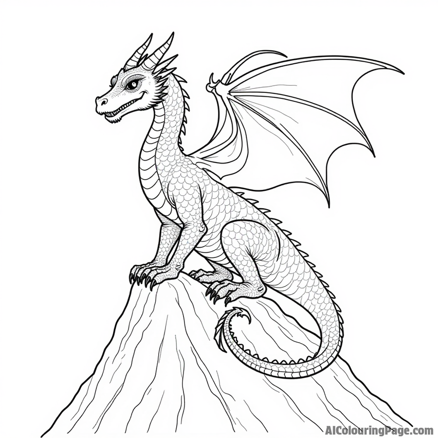 Realistic Dragon Coloring Page Prompts | AI Colouring Page