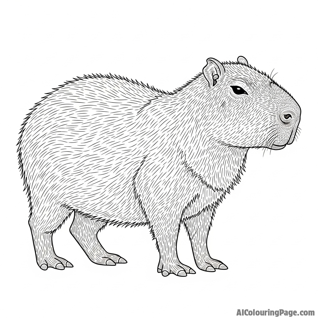 A scientific illustration detailing the fur texture of a capybara.